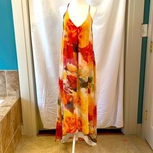 Stunning Alice + Olivia high low silk abstract floral dress - size Small